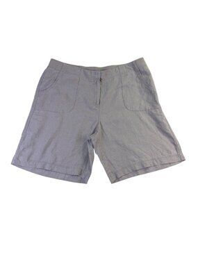 J. Jill Womens Gray Linen Casual Shorts Elastic Waist Machine Washable Size 16